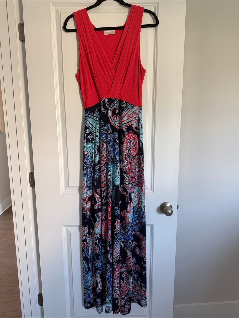 Stitch Fix Sleeveless Coral & Paisley Maxi Dress - Size L